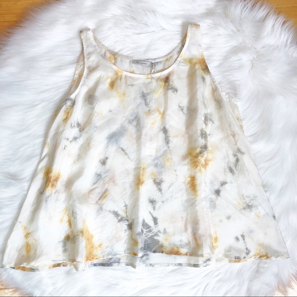 Anthro Mes Demoiselles Silk‎ Tank Ecru Sunset Sz M